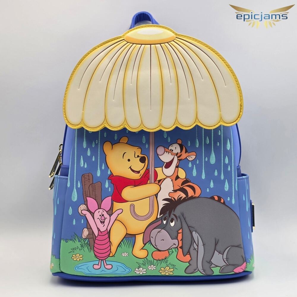 Loungefly Disney Winnie the Pooh Rainy Umbrella Scene Mini Backpack New
